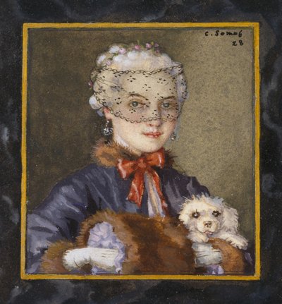 Signora con un cane, 1928 da Konstantin Andreevic Somov